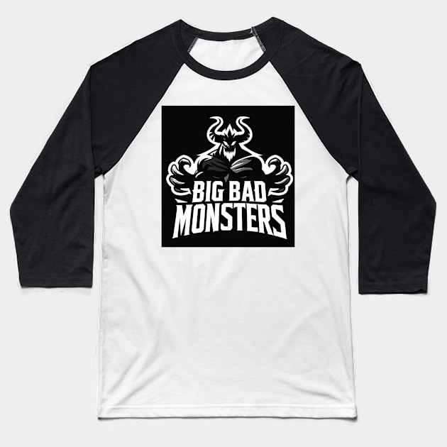 Big Bad Monsters Baseball T-Shirt by Digiwip